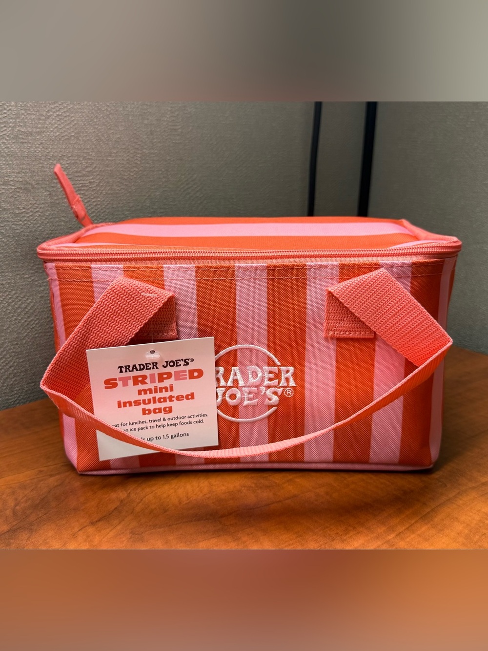 Trader Joe's Pink & Coral Striped Mini Insulated Bag